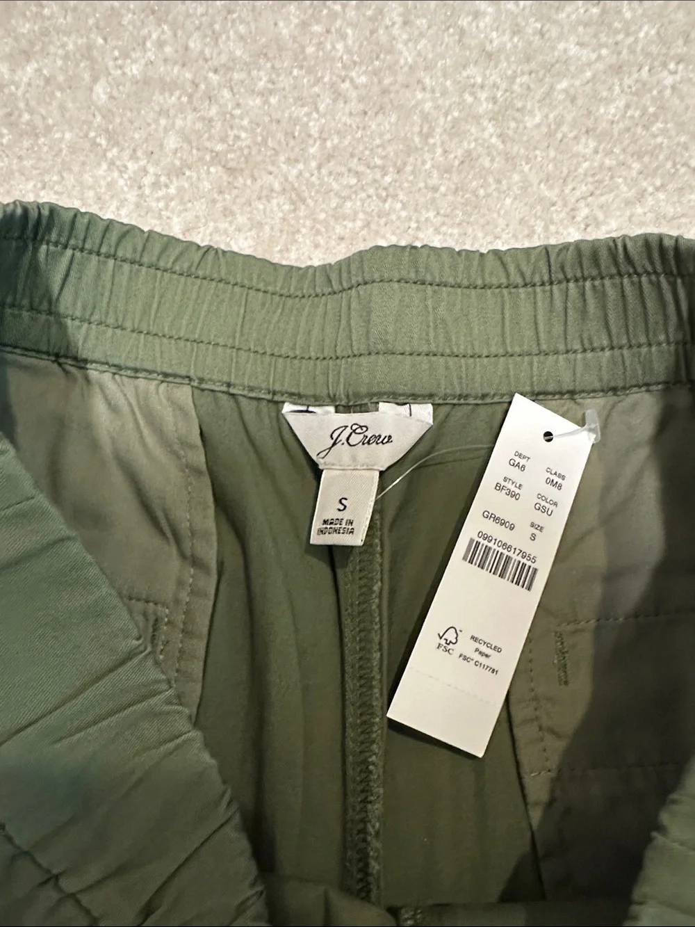 J. Crew Olive Athletic Shorts with Elastic Waist